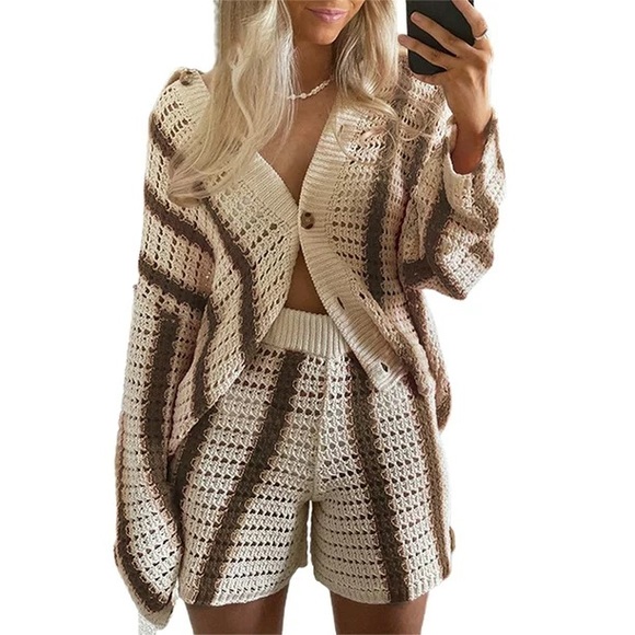 Garment Architect Other - Chic Crochet Cardigan and Shorts Ensemble